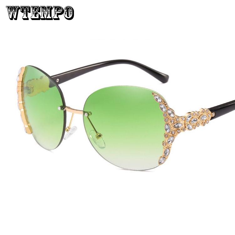 WTEMPO Sunglasses Retro Rhinestone Frame Brand Design Luxury Ladies Driving Eyeglasses Women