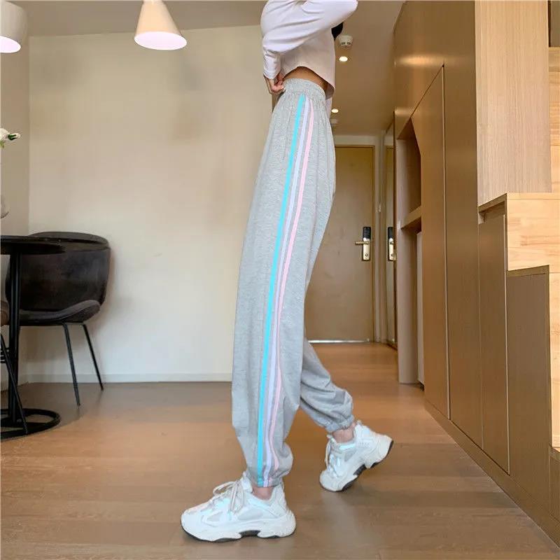 Student Sports Pants Autumn Korean Version of The High-waisted Thin Waist Casual Pants Women's Loose Straight-leg Pants