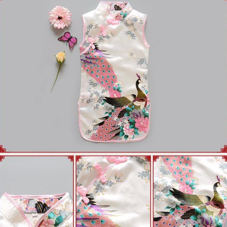Children Dress Children's Tang Suit Girls Summer Thin Dress Cheongsam Printed Floral Cheongsam Chinese Style Sleeveless Dress