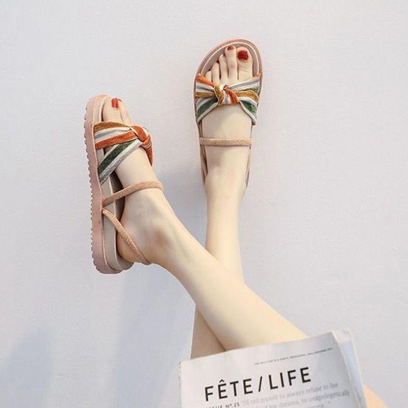 Summer Two-wear Sandals Female Fashion All-match Korean Fairy Style Students Rome Flat Beach