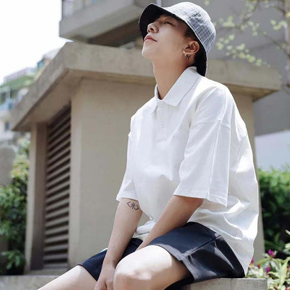 Men's Collar Short Sleeve T-Shirt Loose Half Sleeve Summer POLO Shirt Men's Top