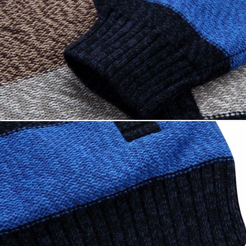 Men's Sweater Jacket Fleece Thickened Knitted Sweater Cardigan Stand Collar Plus Size Winter Turtleneck Sweater