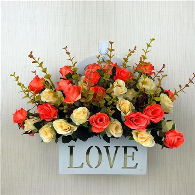 Artificial Flower Artificial Flower Set Hanging Basket Hanging Basket Rose Silk Flower Dining Table Plastic Flower Living Room Interior Decoration