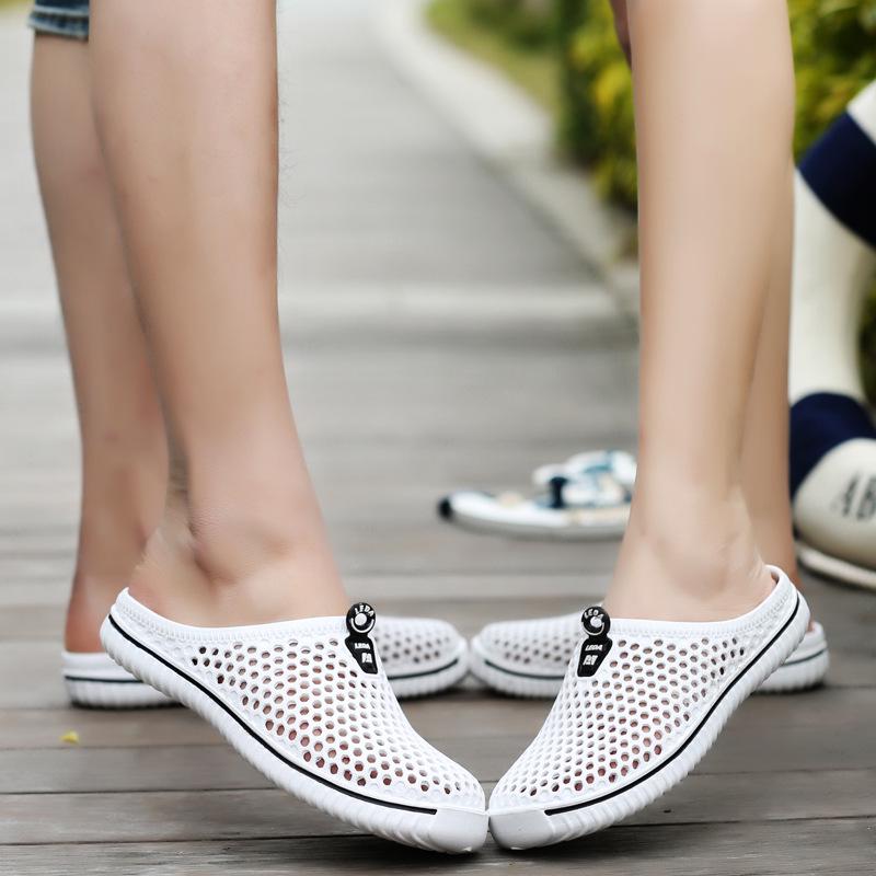 Summer Couple Candy Color Hole Shoes Breathable Half Support Beach Shoes Sandals Male