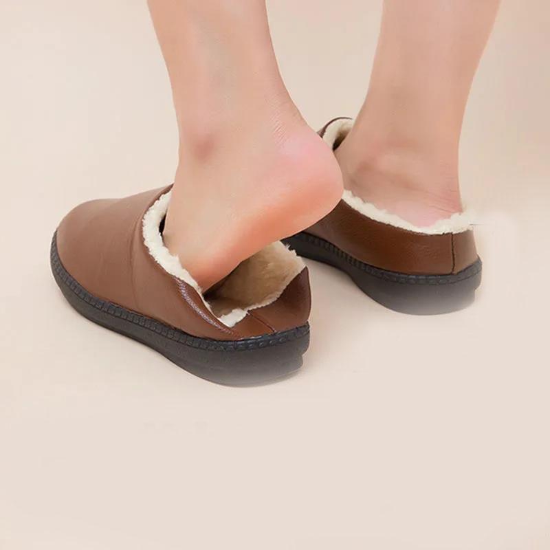 Warm Two-wear Waterproof and Oil-repellent Cotton Shoes Slippers Thick-soled Winter Leather Cotton Shoes