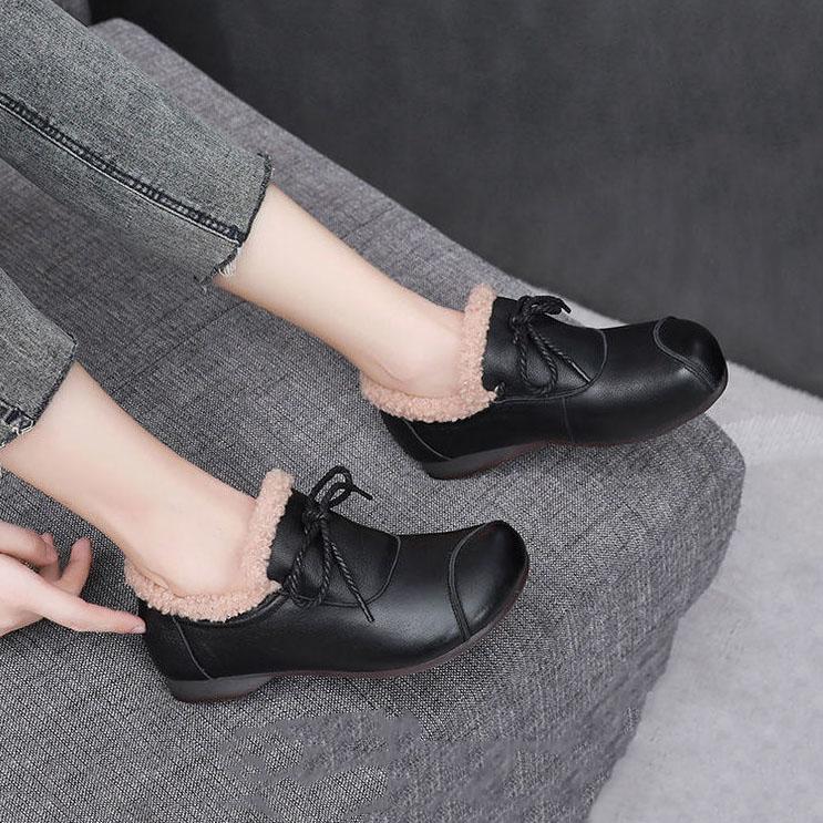 Women's Winter Soft Warm Shoes Female Large Size Non Slip Solid Color Flat Heel Cotton Shoes