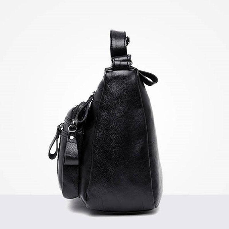 Portable Leather Lady One-shoulder Travel Multi-layer Classic Soft Surface Retro Cross-body Bag