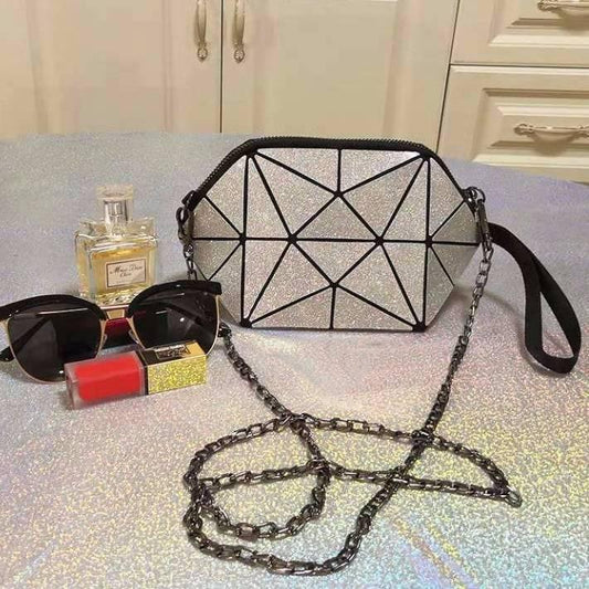 Female Bag Shell Bag Geometric Rhombic Luminous Semicircle Chain Messenger Bag Mini Bag
