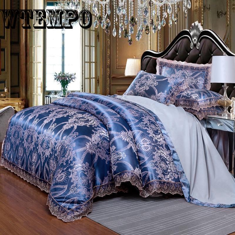 Bed Set Jacquard Home Textile Bedding Set Luxury Duvet Cover Bedclothes Bed Linens King Queen