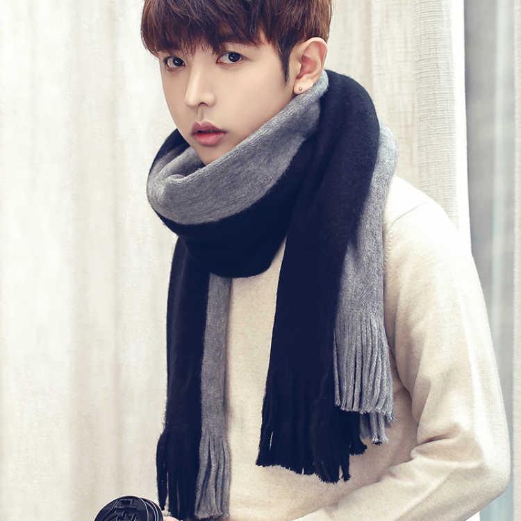 Men Fashion Scarves Men Winter Wool Knitted Cashmere Scarf Couple's Thick Warm Long Scarf