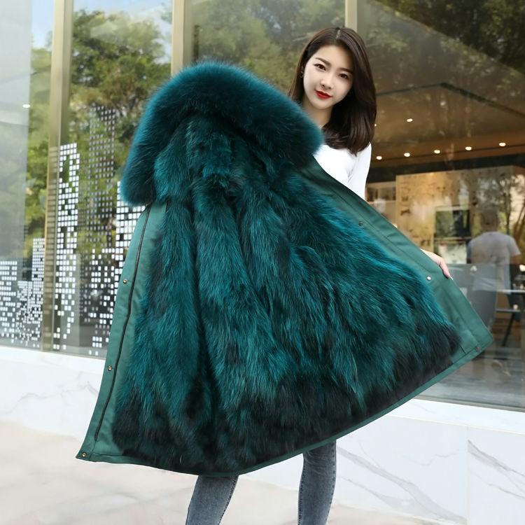Winter Fashion Trend Raccoon Fur Liner Pie To Overcome Female Detachable Mid-length Coat Fur Coat