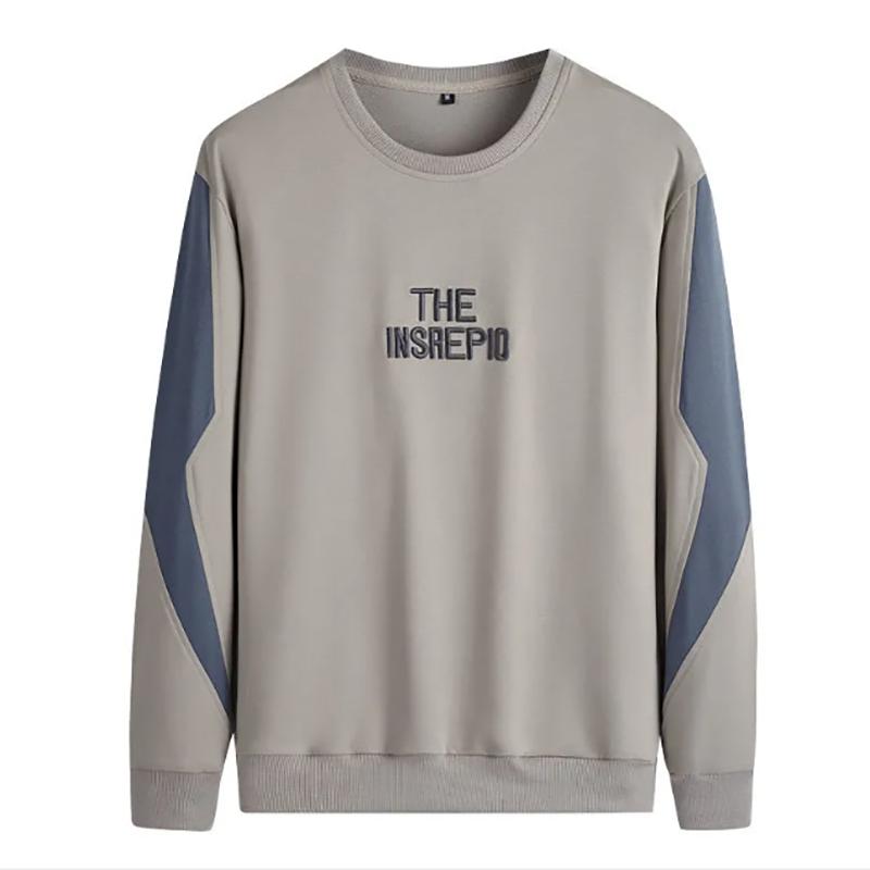 Sweater All-match Color Contrast Youth Round Neck Pullover Loose Thick Warm Top Men's Fashion Sweater