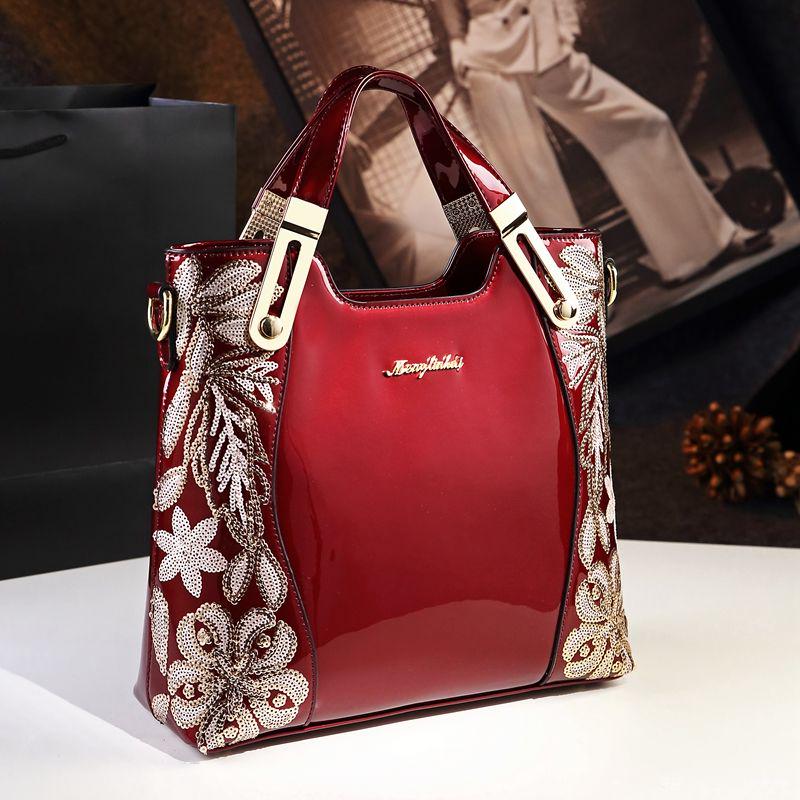 Patent Leather Shoulder Bag Female Evening Party Bag Handbag  Women Sequined Crossbody Tote
