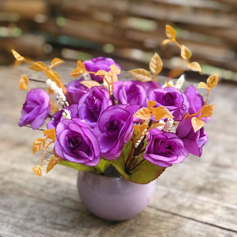 Home Furnishing Living Room Bedroom Furnishing Hotel Restaurant Decoration Floral Art Artificial Flower Ceramic Set Fake Flower Potted Plant