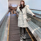 Winter Fashion Trend Korean Loose Mid-length Over-the-knee Tooling Waist Thick Coat Cotton Jacket