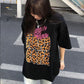 Women's Summer Round Collar Leopard Short Sleeve Couple T-Shirt Loose Bottomed Top Half Sleeve Streetwear T-shirt