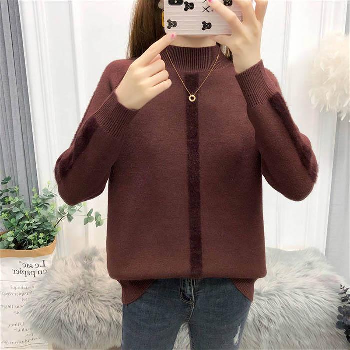 Women Short Thermal Mid Turtleneck Sweater Thicken Plus Velvet Knitted Bottoming Shirt Coat