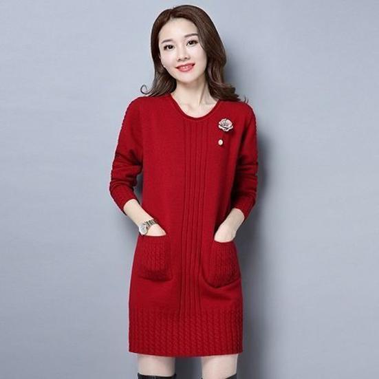 Women's Winter Large Size Versatile Thick Sweater Female Autumn Loose Long Sleeve Warm Mid-length Knitted Pullover