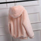 Fall/winter Hooded Pocket Sweater Loose Long-sleeved Furry Coat Solid Color Zipper Non-fading Top