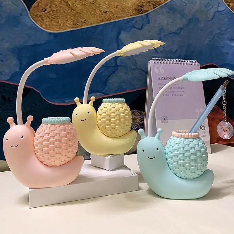 LED Cute Pen Holder Desk Lamp Eye Protection Learning Plug Dual-use Dormitory Bedside Reading and Writing Lamp Bedroom Night Light