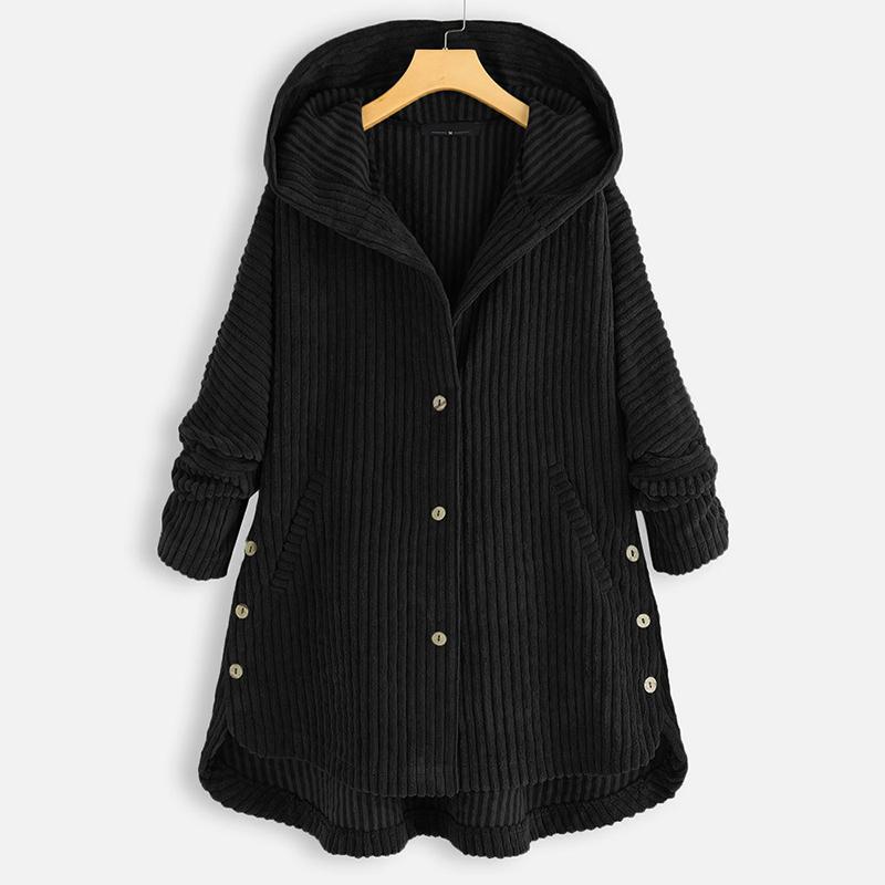 Autumn Winter Jacket for Women Corduroy Hooded Coats Solid Casual Plus Size Parkas