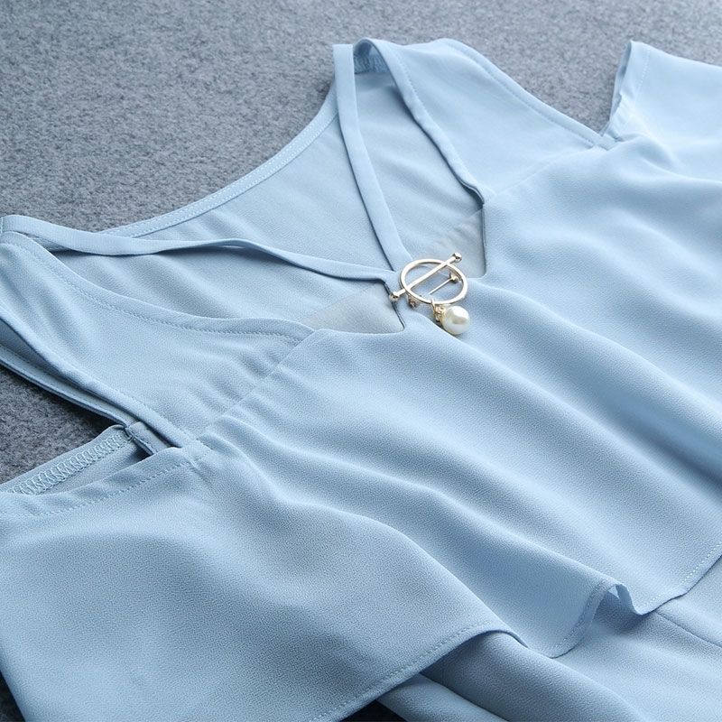 Chiffon Dress Women's Waist Slimming Temperament Strapless Mid-length Skirt A-line Skirt Slimming Chiffon Large Size Dress Mid-length Chiffon Skirt