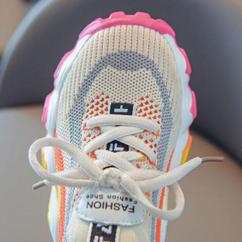 Children's Girls'  Boy Shoes Spring Summer Korean Version  Sports Shoes  Breathable Lightweight Flying Shoes Middle-aged Students' Casual Shoes