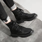 Men and Women Martin Boots British Style High-top  Breathable Couple Pu Leather Working Boots Unisex  Plus Size Black