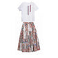 Skirt Suit Female Summer Suit Skirt Two-piece Round Neck Short-sleeved Shirt + A-line Skirt Sweet and Lovely Elegant Temperament