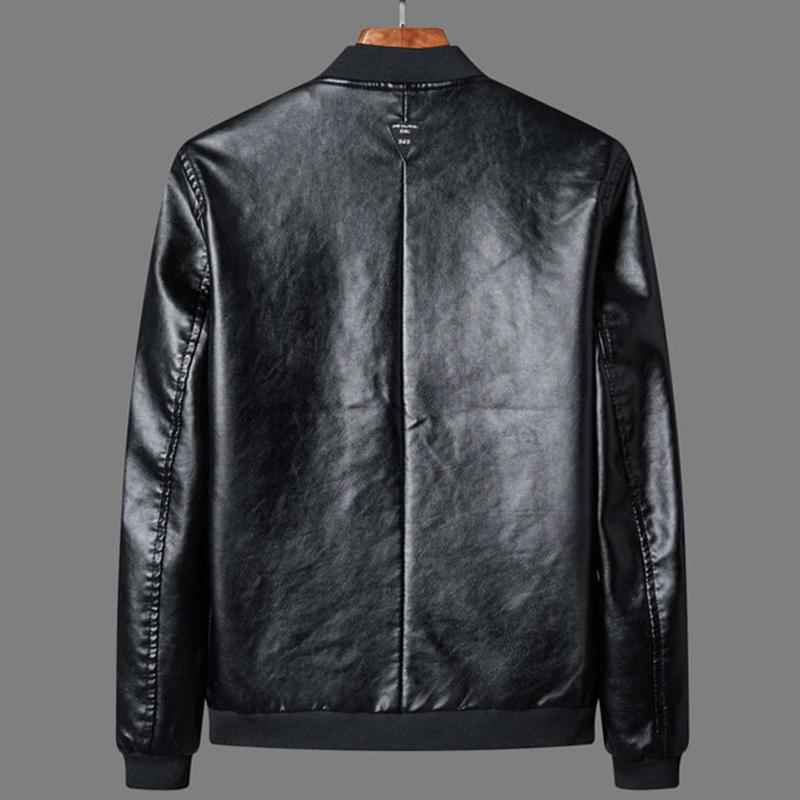 Soft Leather Short Leather Jacket Men's Thin Loose Casual Jacket Warm Leather Jacket Men's Handsome and Simple Warm Motorcycle Clothing