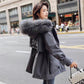 Winter Korean Style Slim Padded Jacket Women's Mid-length Thickened and Thin Fur Collar Pie Overcomes The Padded Jacket
