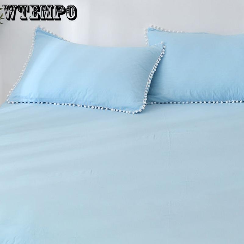 Bedding Sheets Comfortable Pure Color Washed Cotton Bed Linen Three-piece Double Bed Single Pillowcase Skin-friendly Bedding