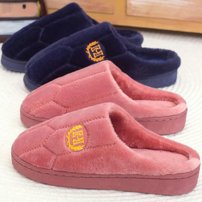 Couple Slippers Striped Cloth Bottom Warm Slippers Non Slipping Shoes
