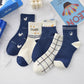 Three Pairs of Women's Socks Fashion Print Cartoon Pattern Socks Winter Thick Warm Pile Pile Socks