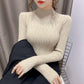 Autumn Winter Knitted High Neck Sweater Women's Solid Color Stretch Slim Bottoming Shirt All-mach Wrinkle Pullover Jumper Top