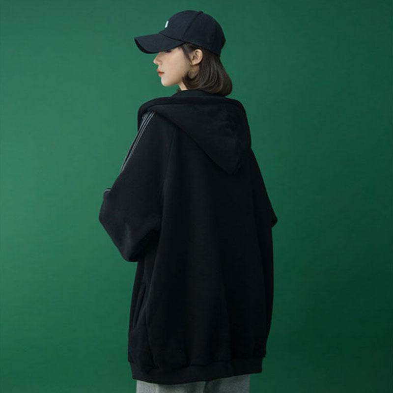 Autumn and Winter Coat Women's Preppy Style Hooded Zipper Cardigan Sweater Ins All-match Korean Jacket Ladies Loose Casual Coat