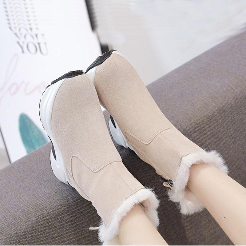 Inner Heightening Snow Boots Women Winter Cold-resistant Plus Cashmere Casual Short Boots Warm Thick-soled Cotton Shoes