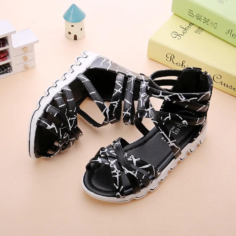 Girls' Sandals In Spring and Summer Soft Soled Non Slip Striped Sandals Little Girls' Open Toe Bowknot Casual Sandals