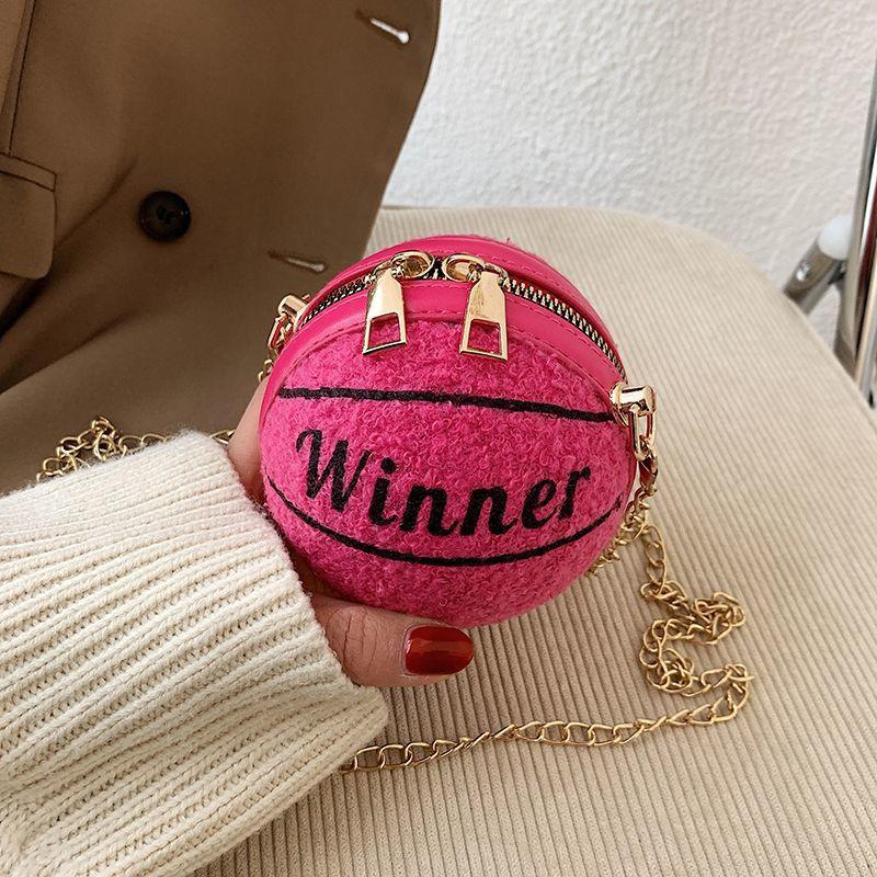 Round Ball Bag Metal Chain Messenger Bag Cute Small Bag Wild Mini Bag Girl Women Outing Trip Basketball Crossbody Bags