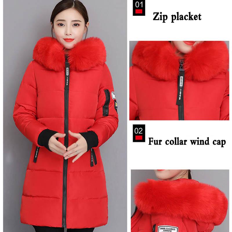 Winter Clothes Korean Version of Cotton-padded Jacket Women's Large Fur Collar Jacket Slim Slimming Cotton-padded Jacket Mid-length