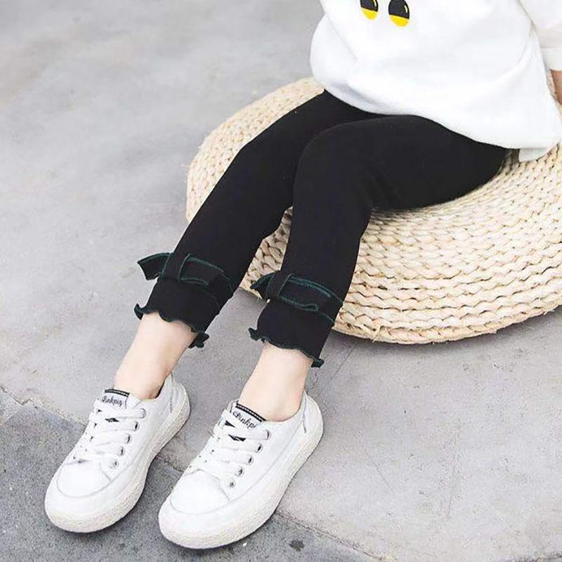 Girls' Leggings Spring and Autumn All-match Outer Wear Trousers Casual Pants Solid Color Slim Stretch Pants Foot Pants