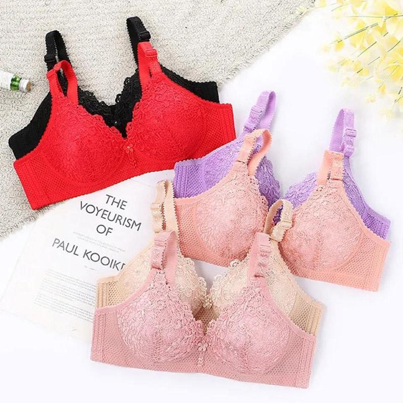 Ladies Underwear Lace Beautiful Back No Steel Rings Gathering and Receiving Side Milk Breathable Skin-Friendly Comfortable Bra