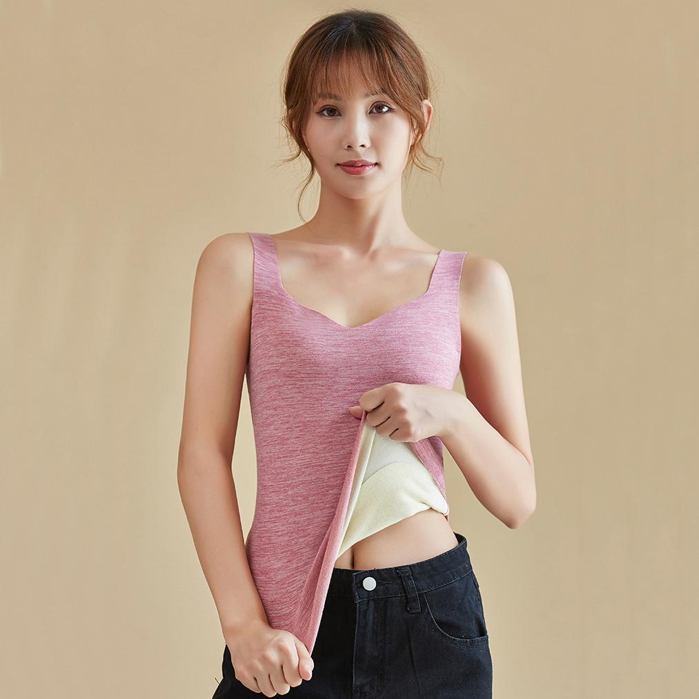Sexy Winter Thermals Velvet Women Vest Thermo Underwear Sleeveless Body Tops Slim Solid Seamless Wool Undershirt Inner Wear