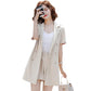 Suit Shorts Suit Female Summer Professional Suit Three-piece Short-sleeved Suit Jacket + Loose Shorts + Lined Casual Professional Suit