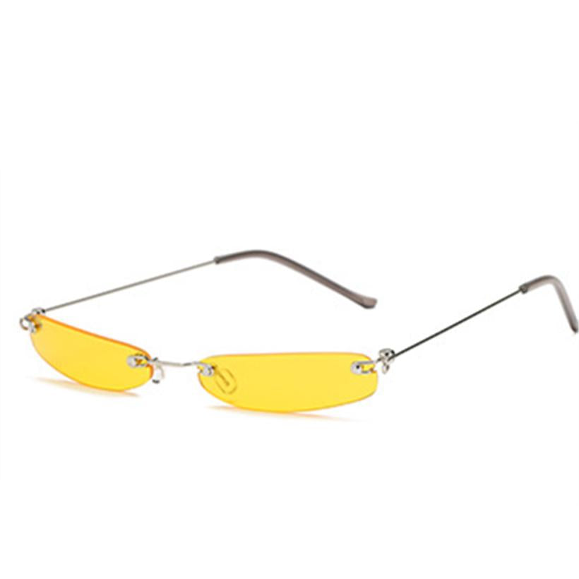 Rimless Sunglasses Women Men Vintage Narrow Rectangle Small Sun Glasses Retro Brand Designer Female