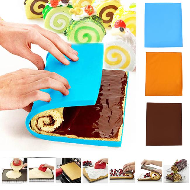 Pastry Tools Soft Swiss Roll Mats Silicone Cake Pan Baking Rug Mat Cake Rolls Molds Kitchen