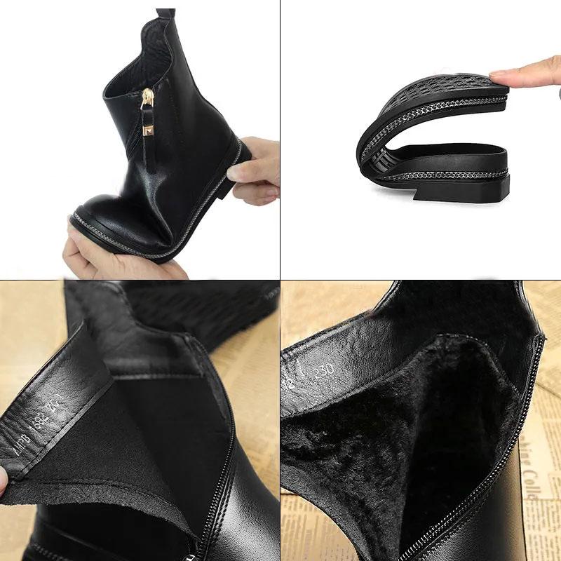 Martin Boots Woman British Style Flat Female Short Boots Single Boots Black Leather Boots Chelsea Boots