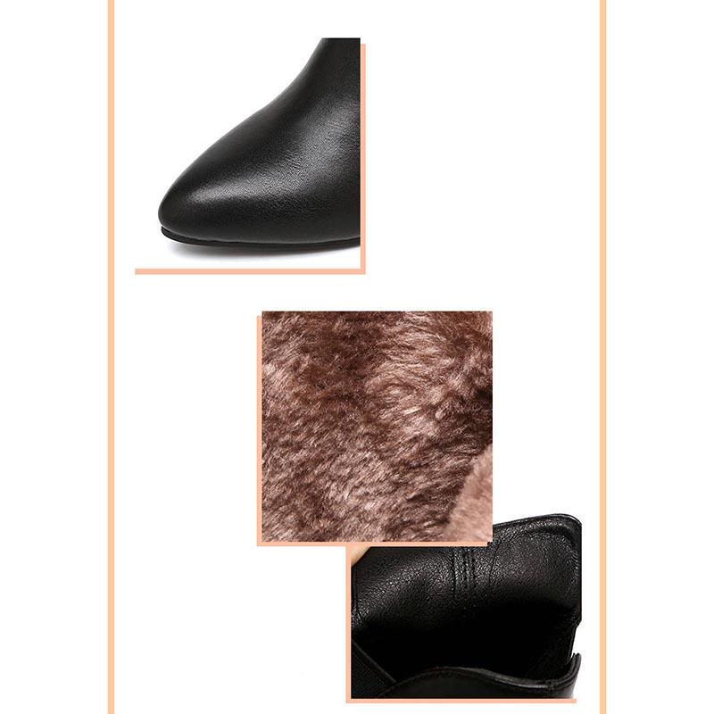 High Heel Leather Ankle Boots Fashion Women Chunky Heeled Short Booties Chelsea Women's Boots