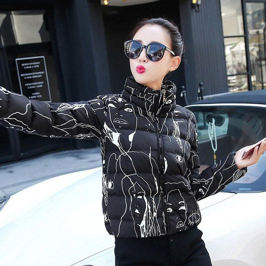Cotton Winter Women's Short Section Women's Padded Jacket Korean Slim and Thin Cotton Winter Stand-up Collar Jacket