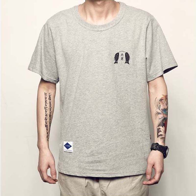 Summer New Japanese Five-point T-shirt Men's Retro Acrobatic Cat Printing Comfortable and Versatile Short Sleeves
